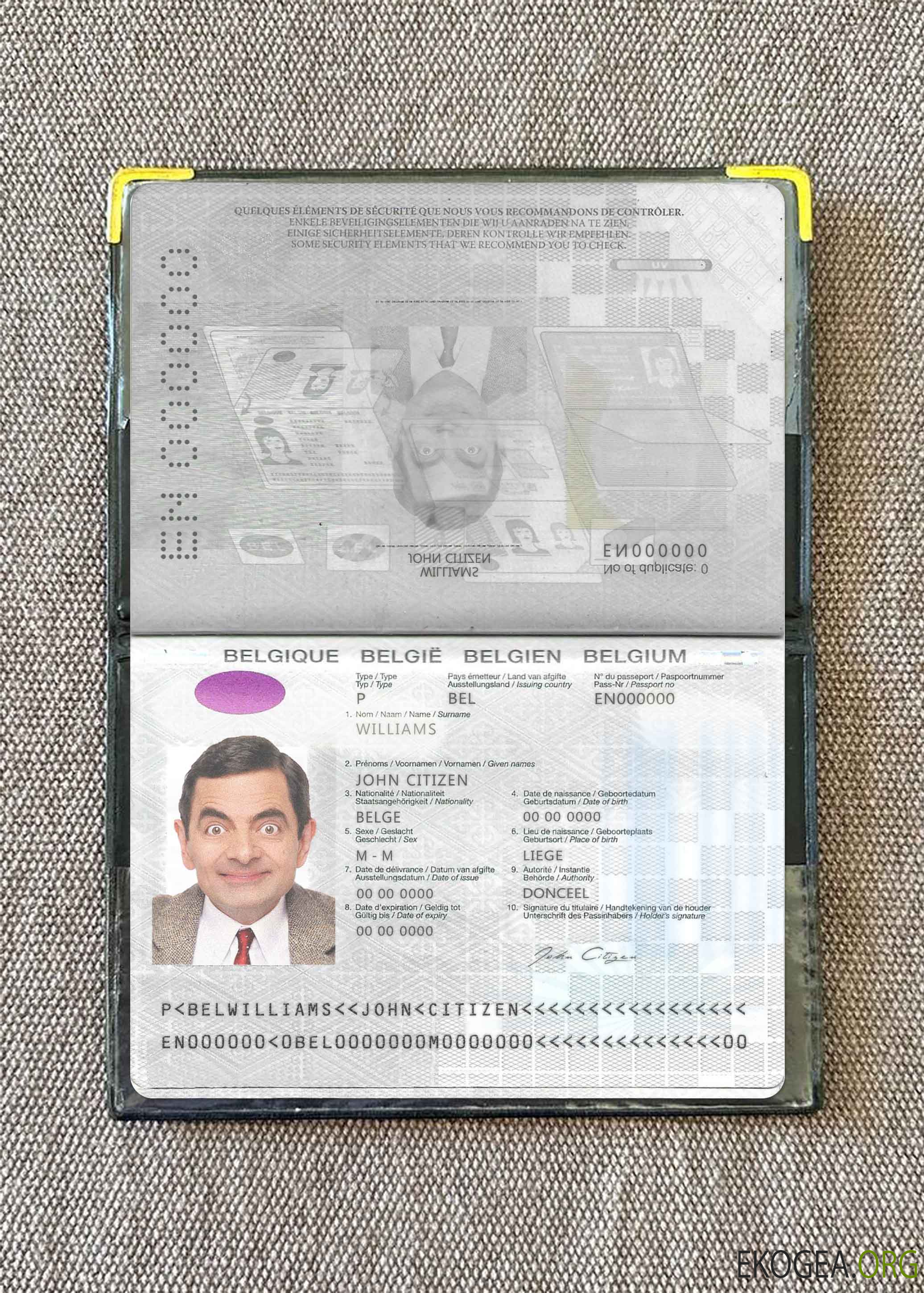 Aperçu photo du passeport belge version 2 (2017 présent)